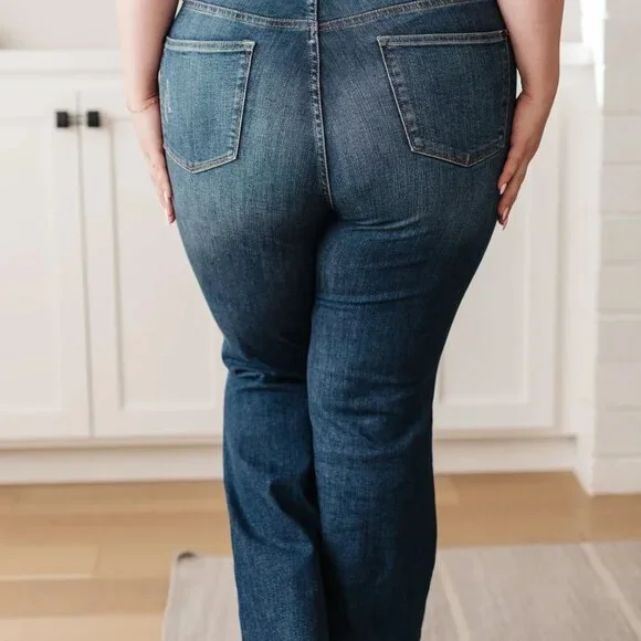 Cassandra High Rise Control Top Distressed Flare Jeans by Judy Blue - Picture 5 of 10